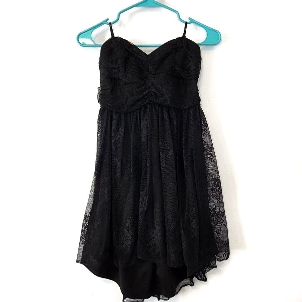 Forever 21 Small Black Lace Sweetheart Strapless High Low
